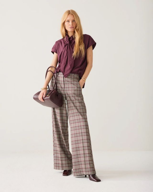 Summum trousers check, burgunder