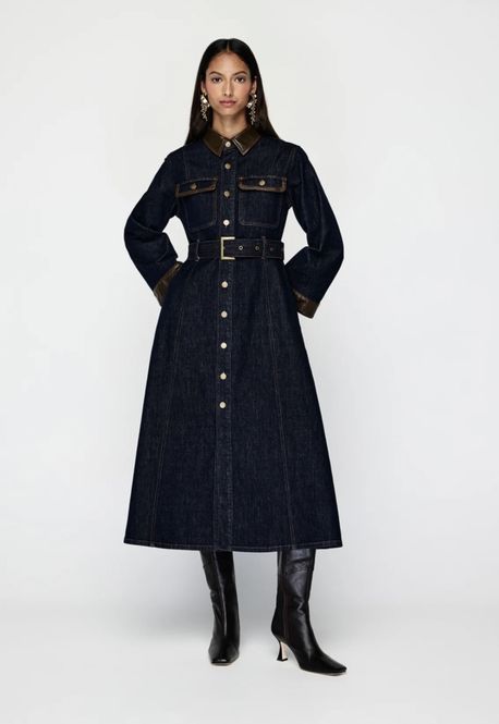 Hovedbilde MOS Nia denim midi dress, mørkeblå 