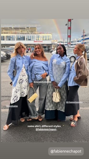 Hovedbilde Fabienne Iryna Blouse, hvit og lys stripet blå