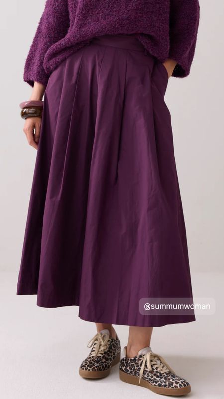 Summum taft midi skjørt, plomme, sort og grønn