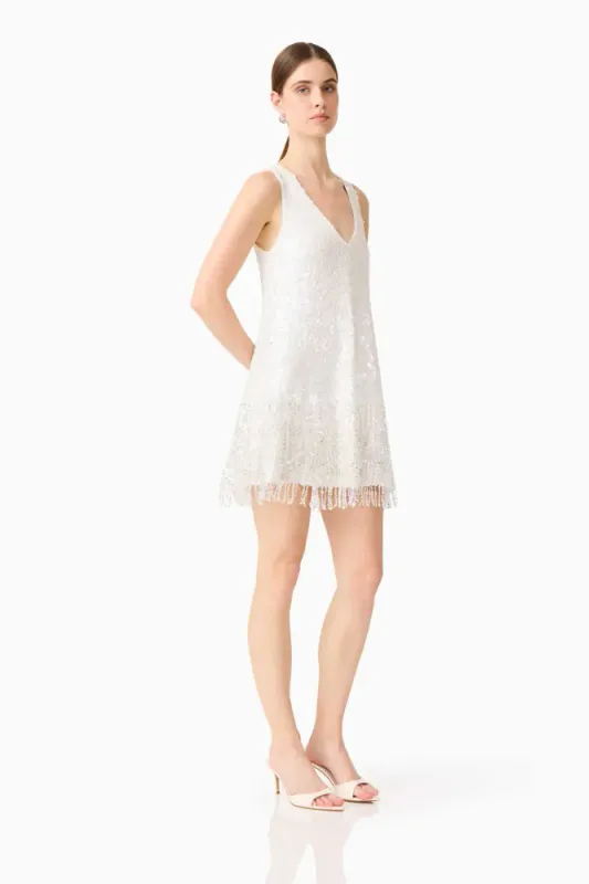 Elliat Alessia embelished shift mini dress in white