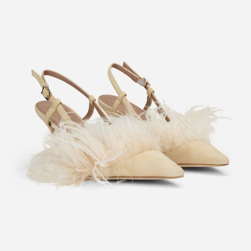 Gianna Meliani, kyoto piumo heels; Fargene nude,pink og yellow