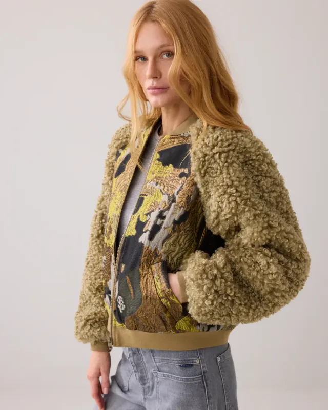 Summum Jacquard-teddy bomber, multicolor