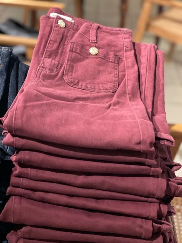 Miss Bon  - stretch jeans, mørk blå, brun, burgunder, mørk brun og beige