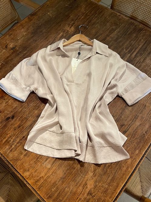 Hovedbilde Summum Shiny top med v-hals, beige
