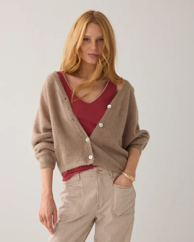 Summum cardigan alpaca knit blend, beige