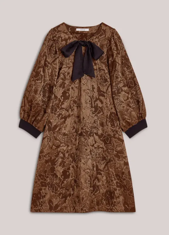 Summum, a-line dress in jacquard, brun og sort